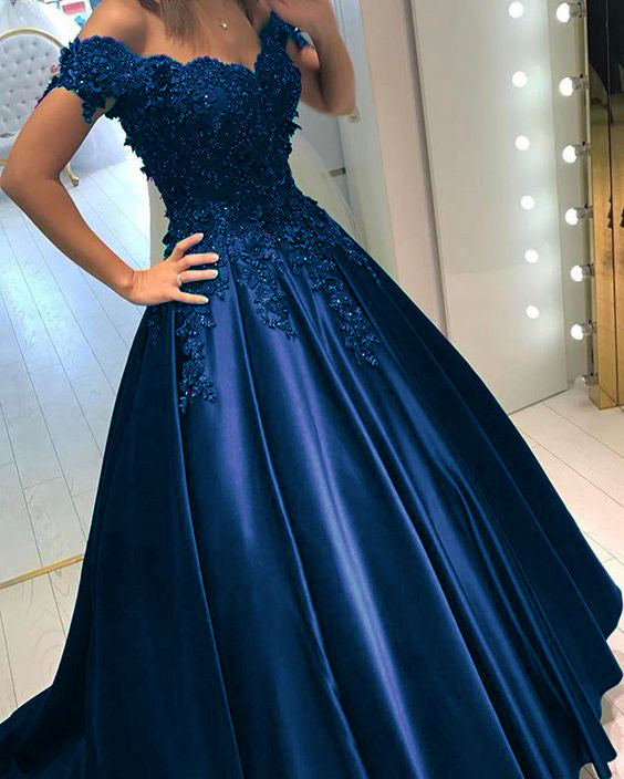 royal blue prom dress,long Prom Dress,A-line prom dress,two pieces pro –  luladress